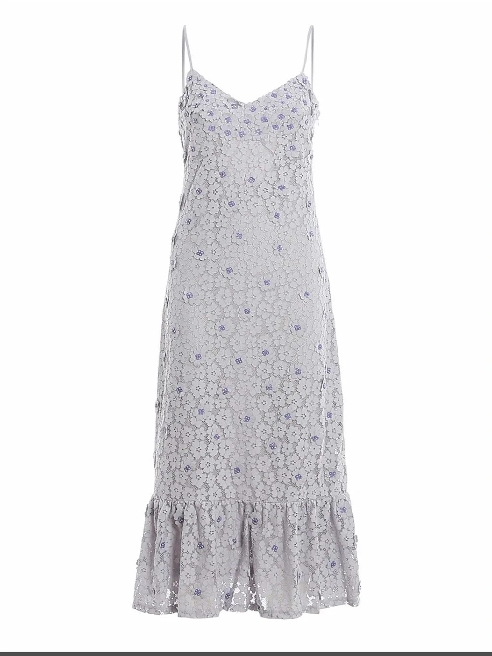 Michael Kors Lavender Lace Midi Slip Dress